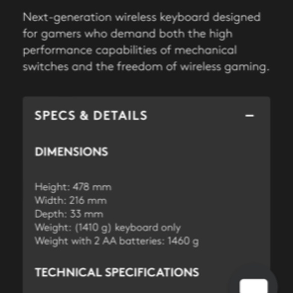 Logitech Wireless Mechanical Gaming Keyboard - Picture 5 of 6